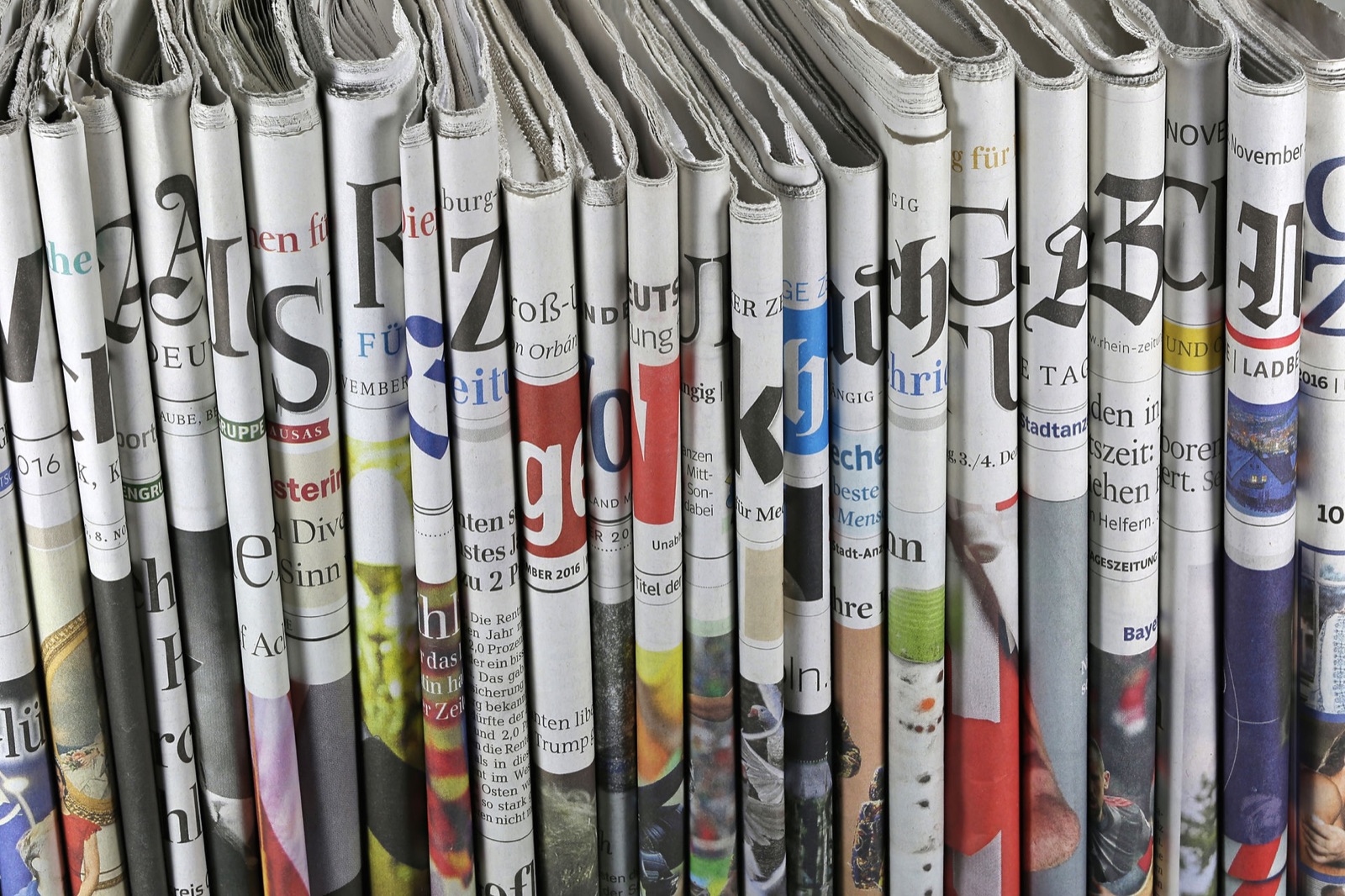 Folded newspapers